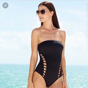Kenneth Cole Black Cutout Swimsuit One Piece